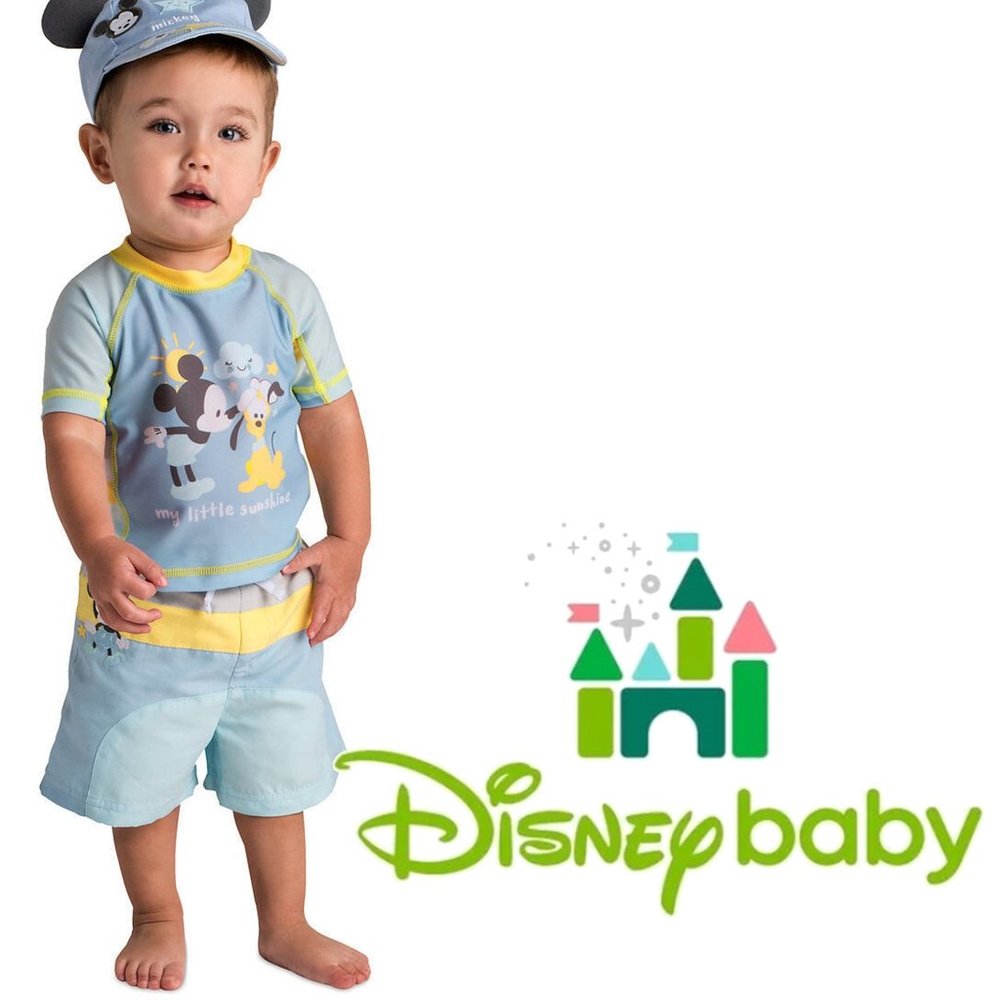 DISNEY BABY Mickey Mouse Baby Boy Swimsuit - Rash Guard and Swim Trunk ๐ญ - Picture 1 of 15